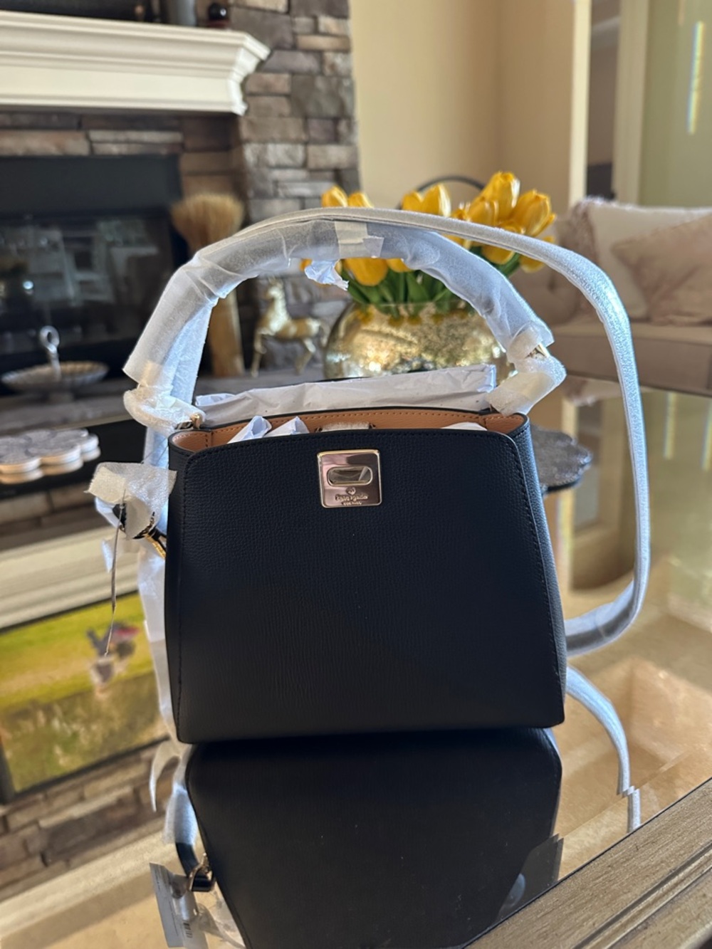 kate spade Black Top-Handle Satchel with Gold Hardware